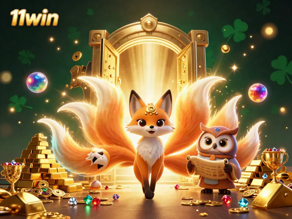 Experience the vibrant energy of 11win with mystical characters and treasure in a colorful casino world.