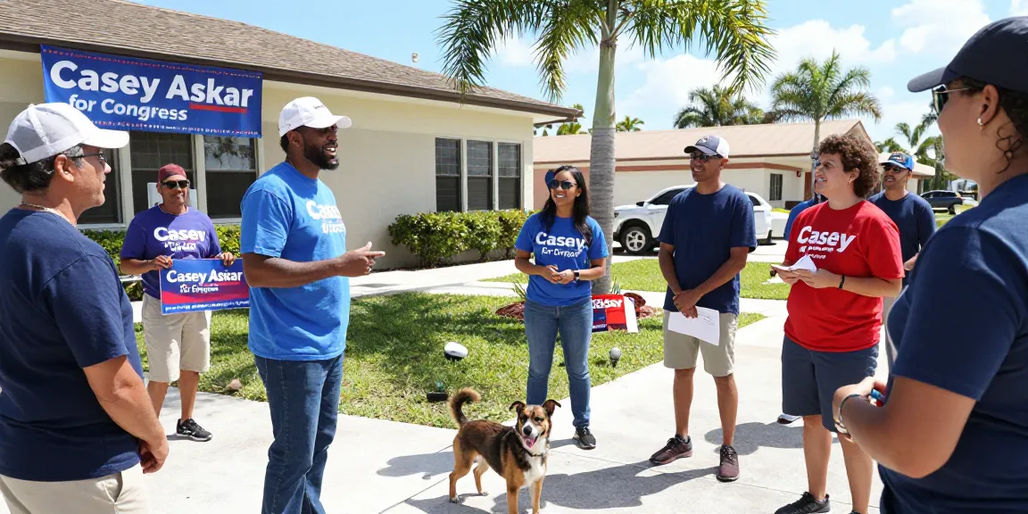 Casey Askar engaging with voters in a community setting during his campaign, showcasing community involvement.