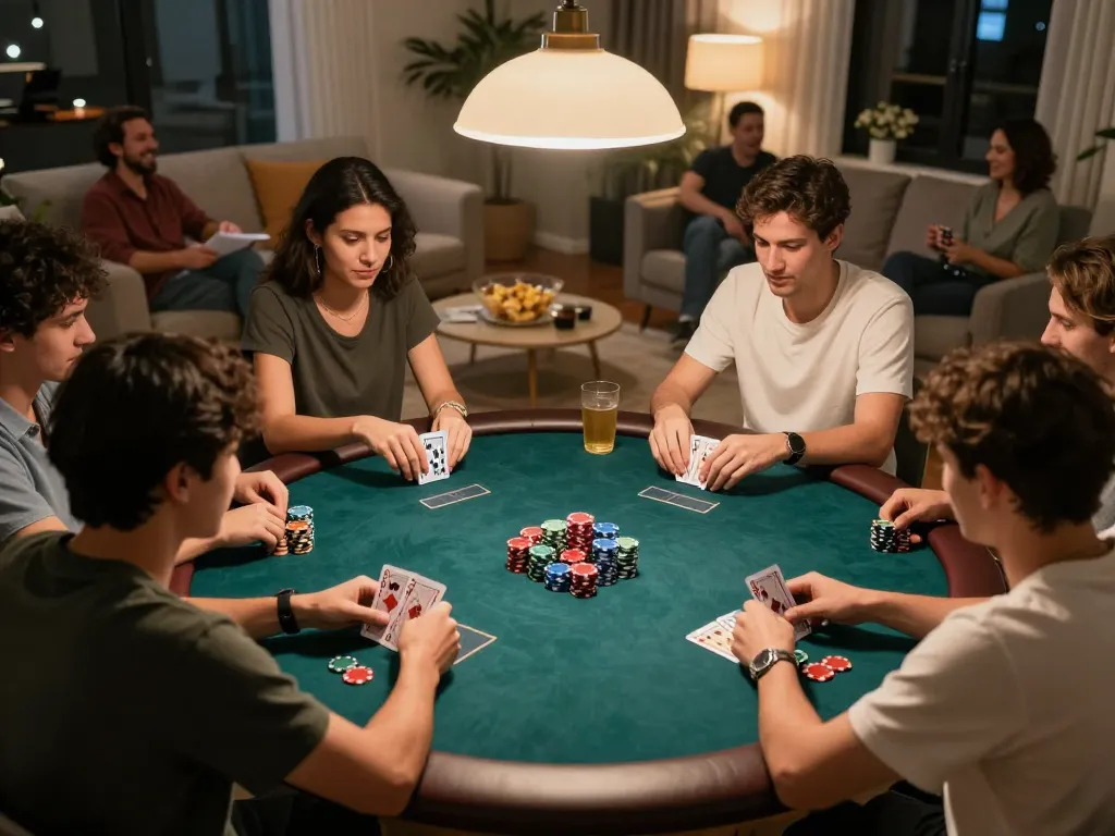 Playing poker with friends during an exciting home game night at lc88.