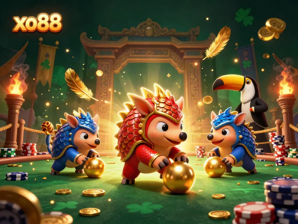 Compete in the vibrant and energetic world of xo88 with avatar pangolins in a dynamic casino battle.