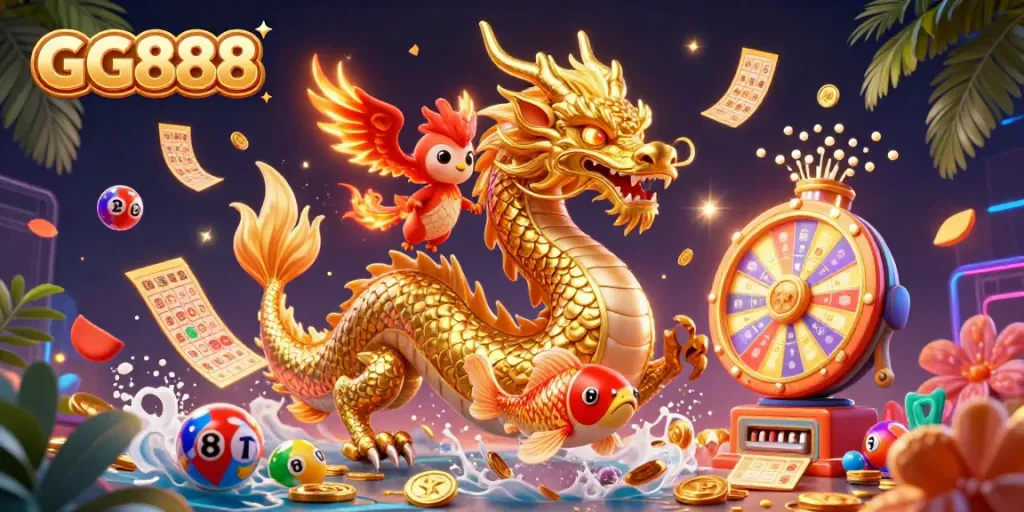 Spin and win with GG888 amidst a vibrant scene of casino excitement!