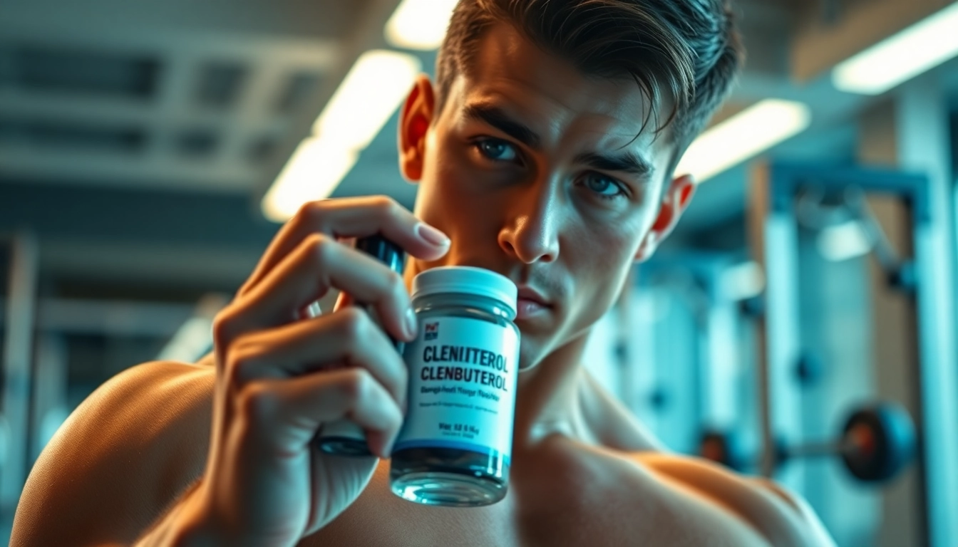 clenbuterol kaufen in der Hand eines fokussierten Athleten im Fitnessstudio.