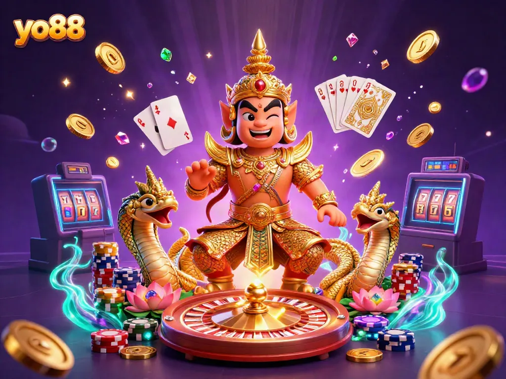Experience the thrill at yo88 with dynamic casino elements and vibrant characters.