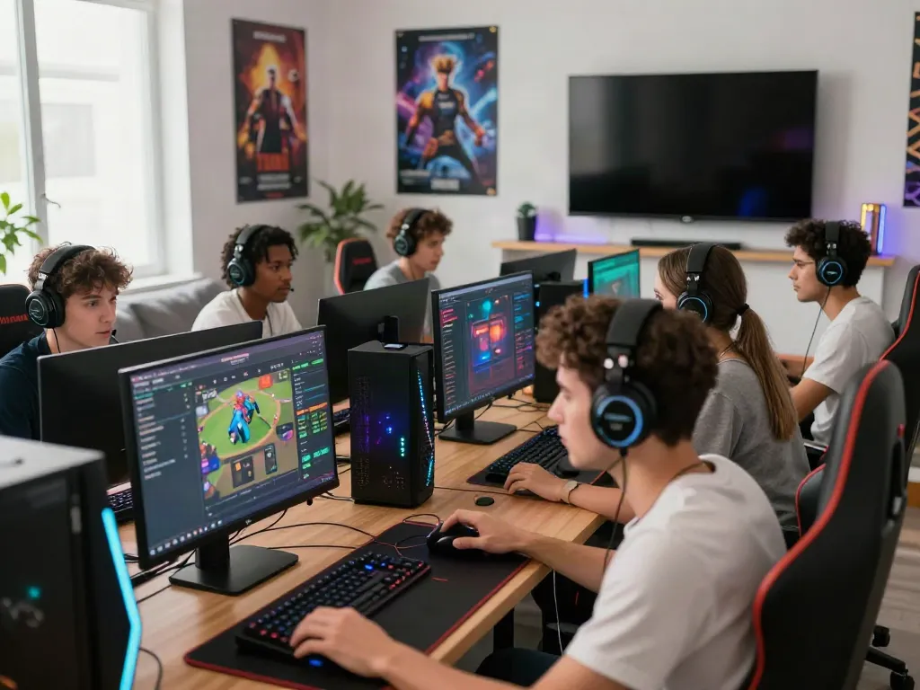Players experiencing the excitement of online gaming on Man88's platform with vibrant setups and lively interaction.