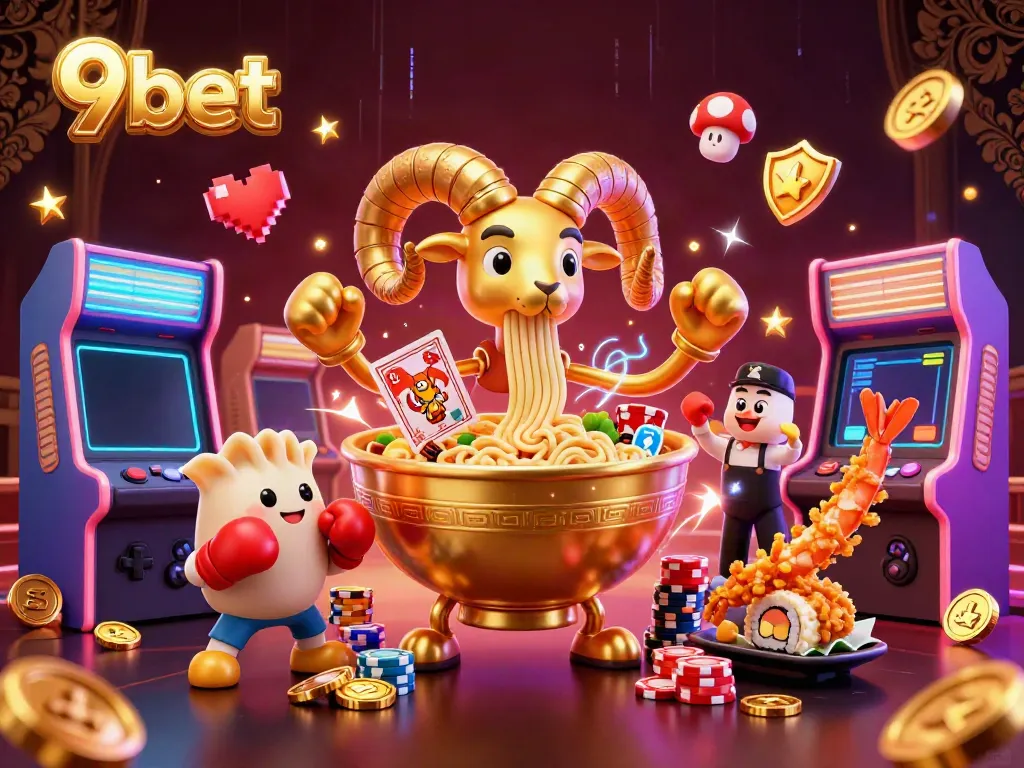 Experience thrilling gaming action with 9bet in this vibrant 3D casino scene featuring dynamic characters.