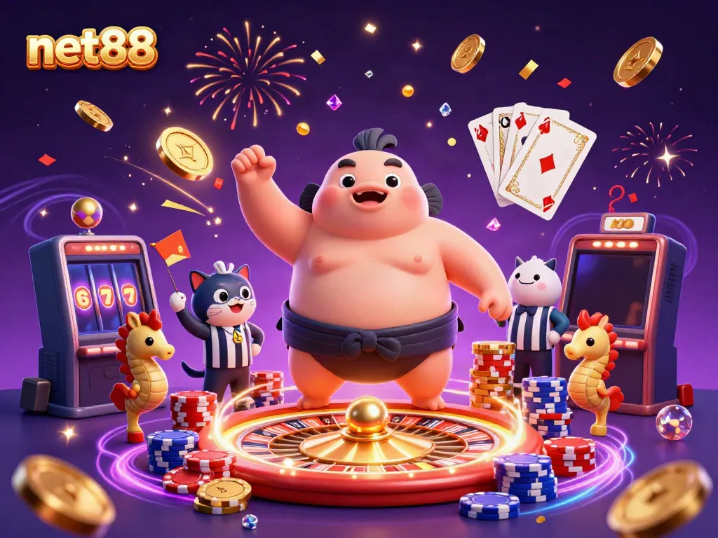 Experience the thrill of net88's underwater casino with a playful fugu and exciting game elements.