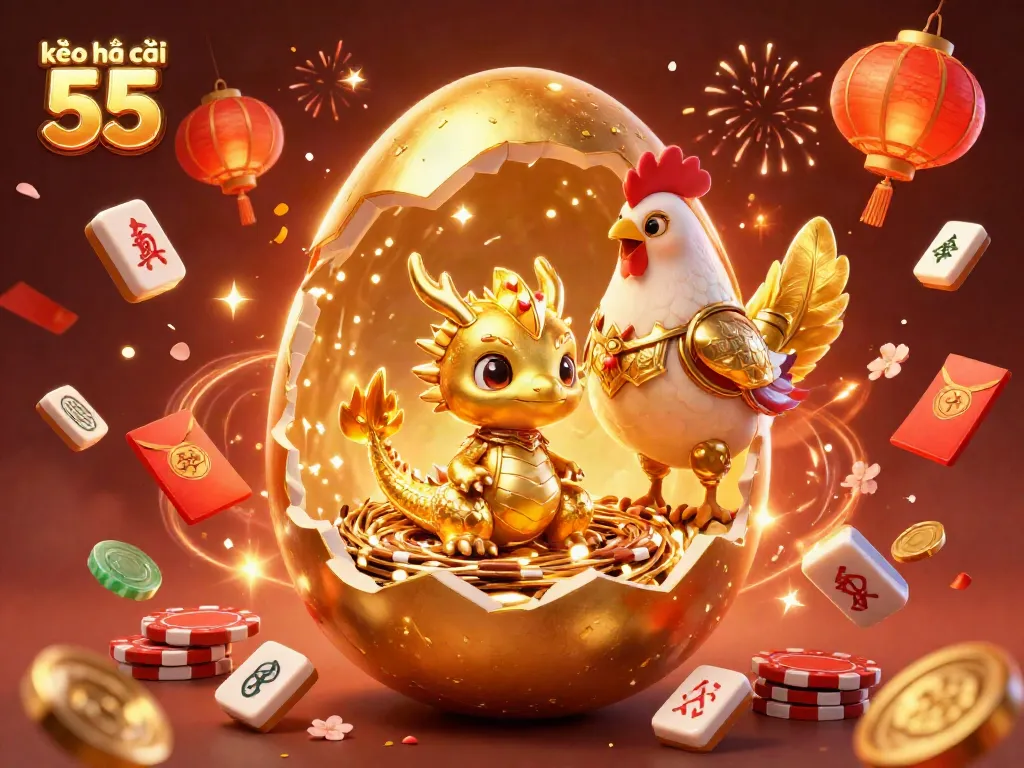 Place bets and win with kèo nhà cái 55 in this vibrant casino-themed illustration.