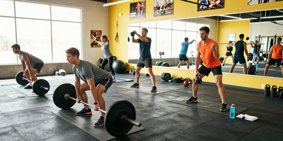 Anabolika Shop Deutschland zeigt Athleten in einem lebhaften Fitnessstudio, das Fitness und Trainingsengagement betont.