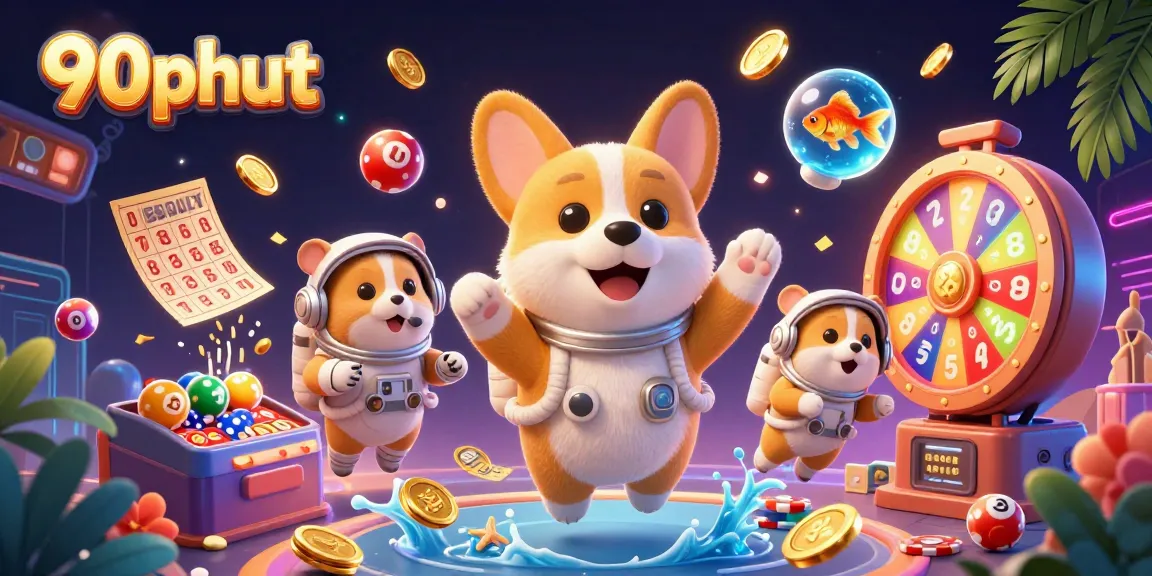 Experience 90phut as characters play and win in a vibrant casino scene with exciting elements.