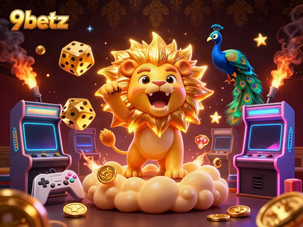 Experience gaming excitement with 9betz's vibrant casino atmosphere featuring iconic elements.