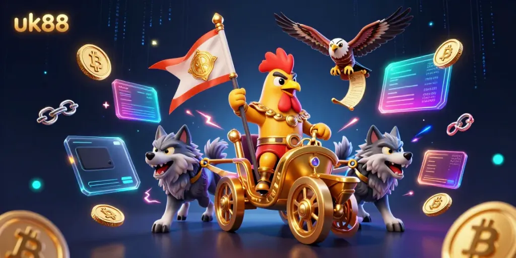 Experience thrilling adventures at uk88 casino with a battle-ready rooster warlord leading the charge!