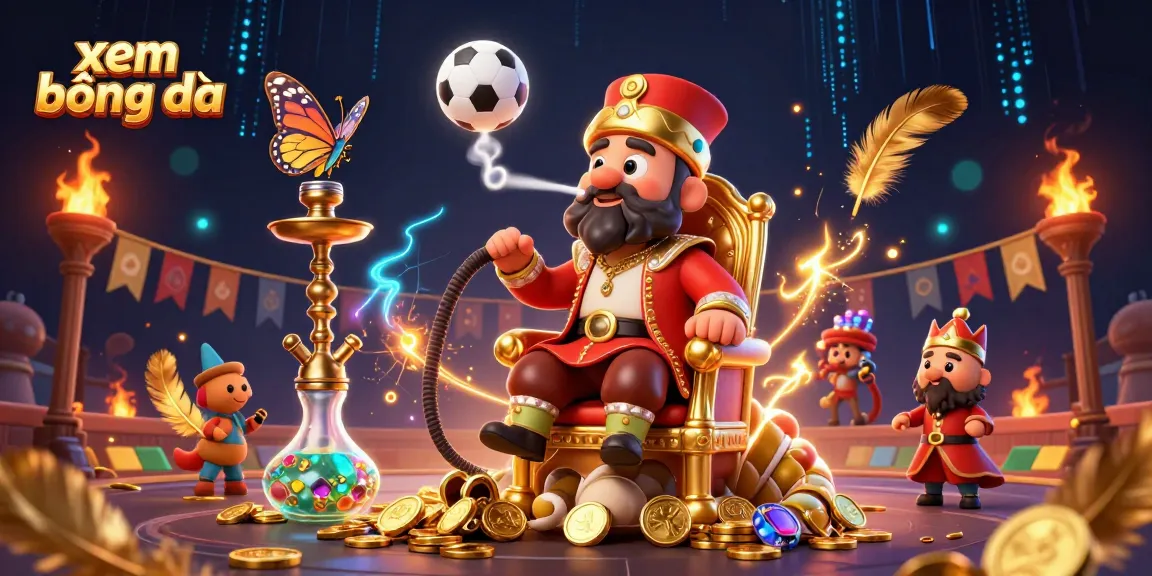 Xem bóng đá in a vibrant atmosphere with a caterpillar master and sports elements surrounded by golden coins.